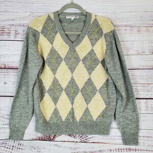INES DE LA Fressange Paris Uniqlo Argyle Sweater M Linen Cotton Grandpacore Prep